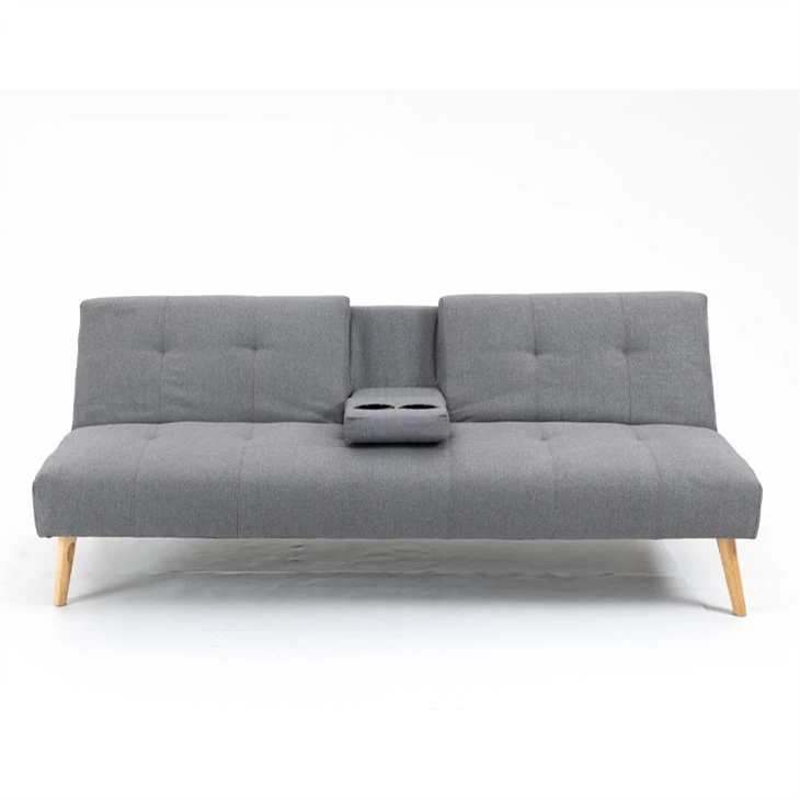 Lniana, rozkładana rozkładana rozkładana sofa z materacem