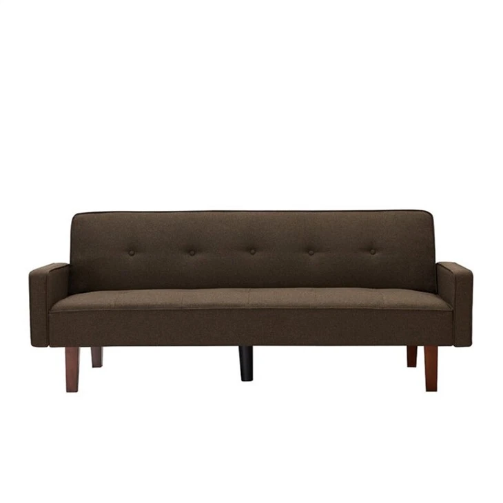 Lniana tapicerowana rozkładana sofa Futon