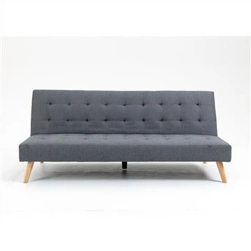 Nowoczesna, prosta, lniana sofa rozkładana w kolorze szarym