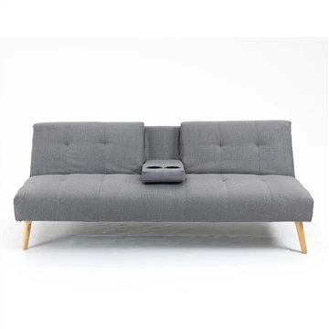 Lniana, rozkładana rozkładana rozkładana sofa z materacem