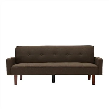 Lniana tapicerowana rozkładana sofa Futon