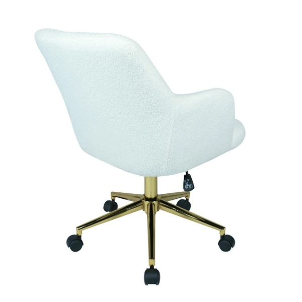 Home Office Chair With Armrest White Cashmere Fabric