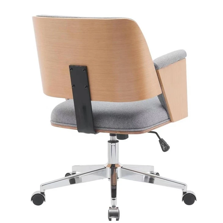 Partner New Model Modern Home Office Chair Bent Wooden Base And Fabric Cover With Revolving Feature Monica